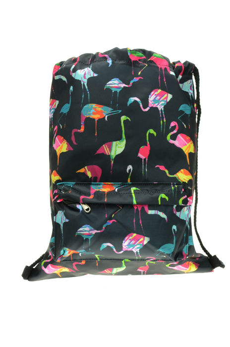 Worek z kieszonką black Flamingi kolor
