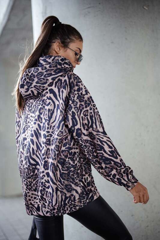 Bawełniana bluza oversize w panterkę Be Wild