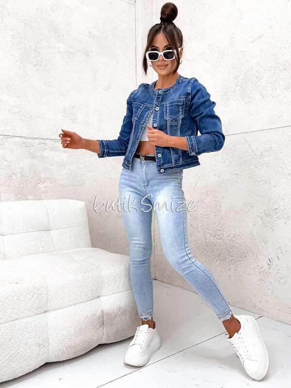 Kurtka jeansowa damska ze stójką RE-DRESS