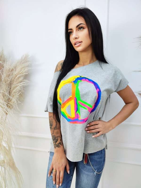 T-Shirt Neon PEACE / grey