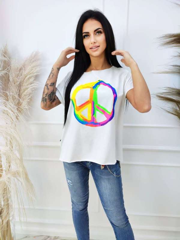 T-Shirt Neon PEACE / white