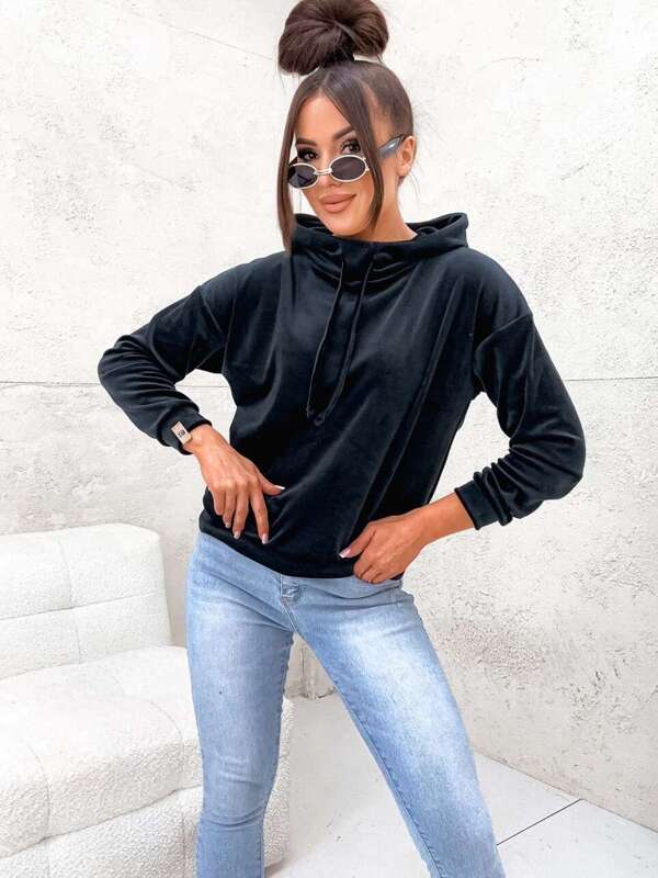 Welurowa bluza Hoodie