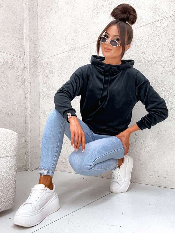 Welurowa bluza Hoodie